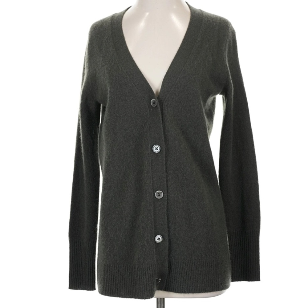 C by Bloomingdale’s 2 Ply  Cashmere forest green Button Front Preppy Cardigan M